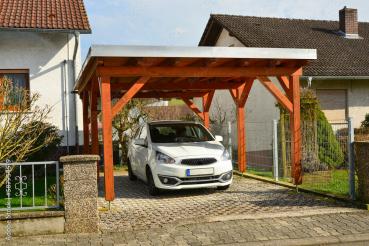 700er Flachdachcarport aus Konstruktionsvollholz (KVH)